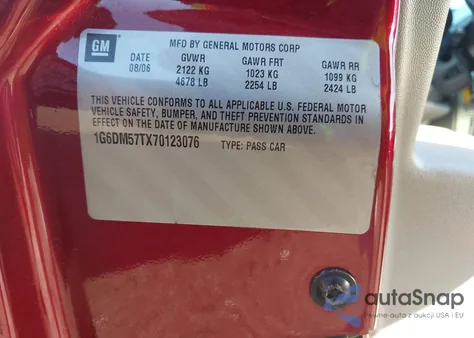 2007 Cadillac Cts Standard z USA, uszkodzony, nr VIN 1G6DM57TX70123076